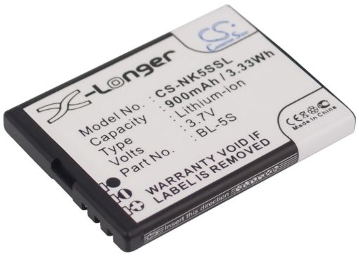 Nokia 2330 Classic Battery BL-5S Replacement (p/n BL-5S) - 1