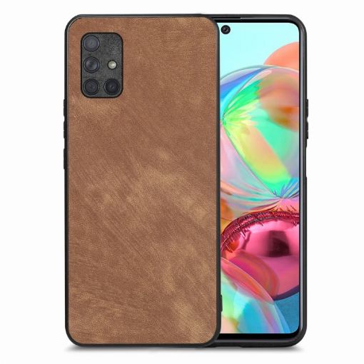 Samsung Galaxy A71 5G Vintage Leather PC Back Cover Phone Case Brown - 1
