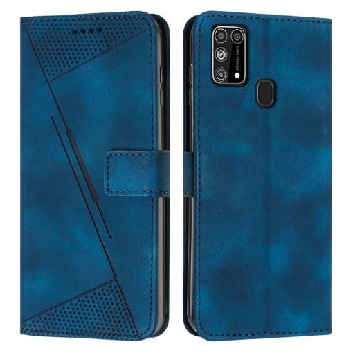 Samsung Galaxy M31 Leather Phone Case with Lanyard - Blue - 1