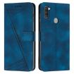 Samsung Galaxy A11 Blue Leather Phone Case with Long Lanyard - 1