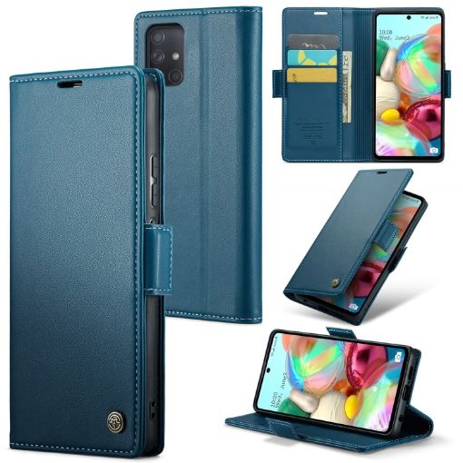 Samsung Galaxy A71 4G CaseMe 023 Blue Leather Phone Case - 1