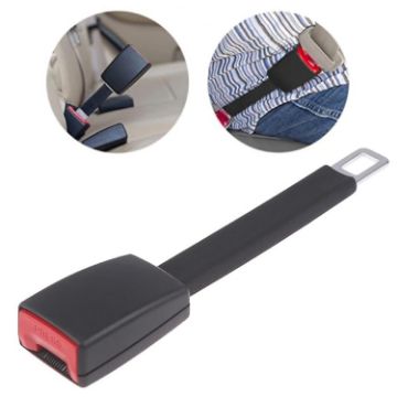 25cm Car Seat Belt Extension Snap Button, Black - 1