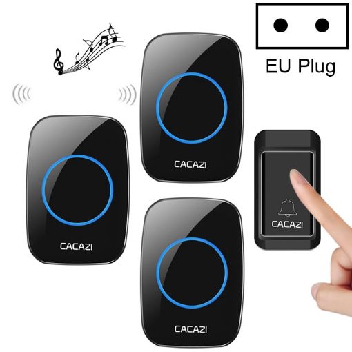 CACAZI A10G Wireless Home Cordless Bell - EU Plug (Black) - 1