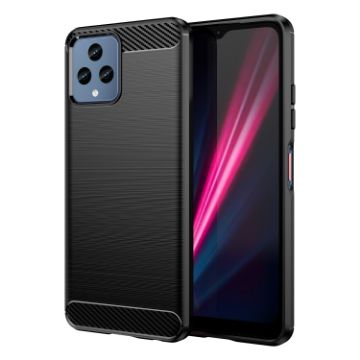T-Mobile REVVL 6 5G Carbon Fiber TPU Phone Case - Black - 1