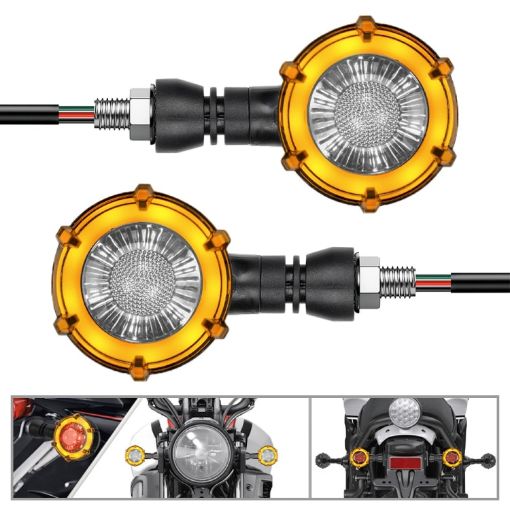 Universal Rotating LED Dual-color Turn Signal Light (Amber Yellow + White) - 1