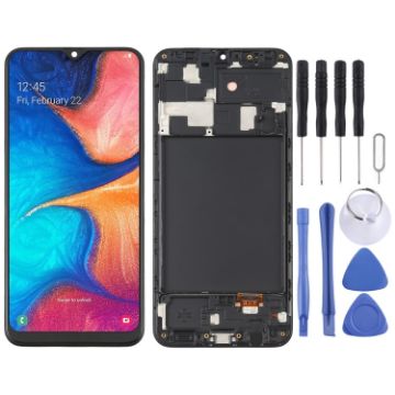 Samsung Galaxy A20 SM-A205 OLED LCD Screen Digitizer Assembly with Frame - Black - 1