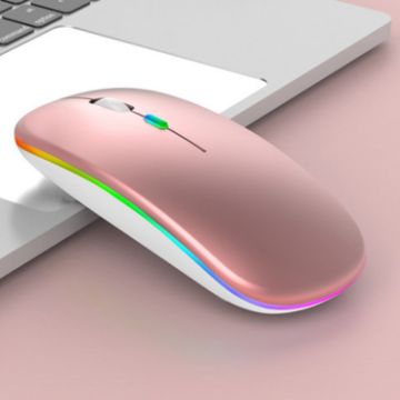 RGB Backlit Silent Bluetooth Wireless Mouse - Rose Gold - 1