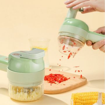 Picture of 4 In 1 Handheld Electric Vegetable Cutter Set Garlic Mud Masher Garlic Chopper