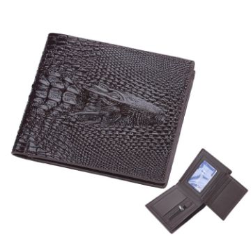 Picture of Baellerry Crocodile Print Men Short Wallet Vintage Multi-card Slot Coin Purse (Brown Head)