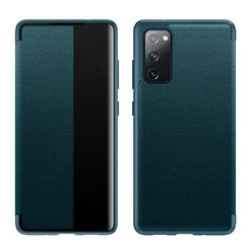 Samsung Galaxy S20 FE Green Leather Case - Shockproof Flip View - 1