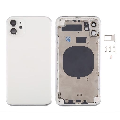 White Back Housing Cover for iPhone 11 with SIM Tray & Side Keys - 1