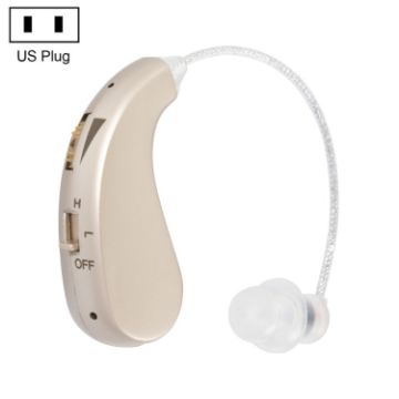 Portable Rechargeable Invisible Hearing Aid US Plug Gold - 1