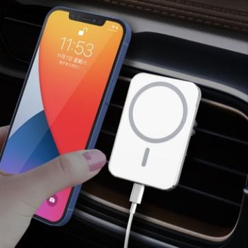 Picture of X16 Magsafe Car Air Outlet Vent Mount Clamp Holder 15W Fast Charging Qi Magnetic Wireless Charger (White)