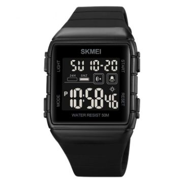 SKMEI 1960 Waterproof Electronic Watch - Black Silicone Strap - 1