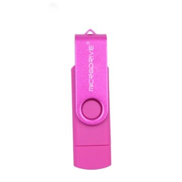 Picture of MicroDrive 32GB USB 2.0 Mobile Computer Dual-use Rotating OTG Metal U Disk (Pink)
