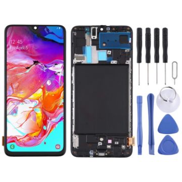 Samsung Galaxy A70 TFT LCD Screen Digitizer Full Assembly with Frame - Black - 1