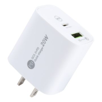 PD 20W USB-C Fast Charger + QC 3.0 USB Interface - US Plug - 1