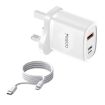 Yesido YC51 30W USB-C/Type-C + USB Travel Charger + Cable, UK Plug - 1