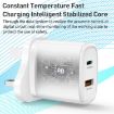 Yesido YC46 PD20W USB-C/Type-C + USB Travel Charger with 1m Type-C to 8 Pin Cable - 3