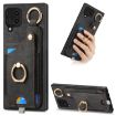 Samsung Galaxy M62/F62 Retro Skin-feel Ring Card Bag Phone Case - Black - 1