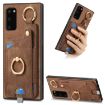 Samsung Galaxy A41 Retro Skin-feel Ring Card Bag Phone Case (Brown) - 1