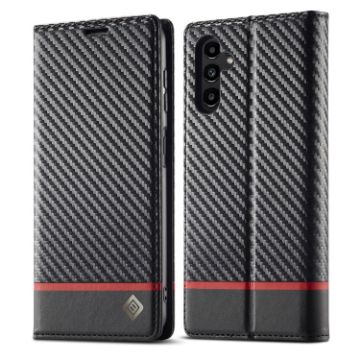 Samsung Galaxy A15 5G Carbon Fiber Leather Phone Case - Black - 1