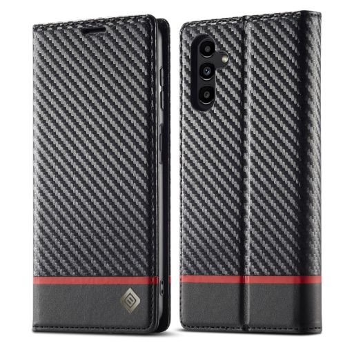Samsung Galaxy A15 5G Carbon Fiber Leather Phone Case - Black - 1