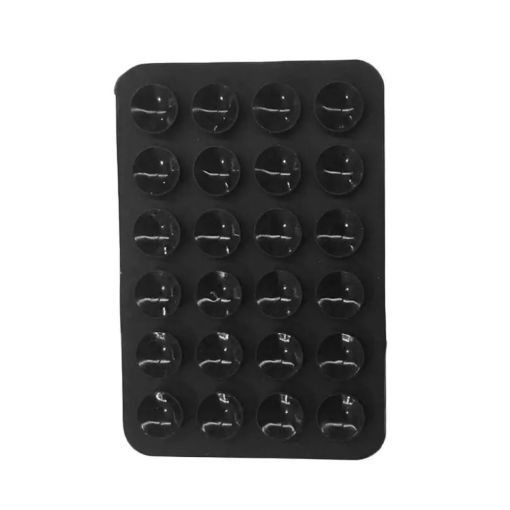 Black Silicone Suction Cup Mobile Phone Back Stickers - 24 Square Shaped - 1