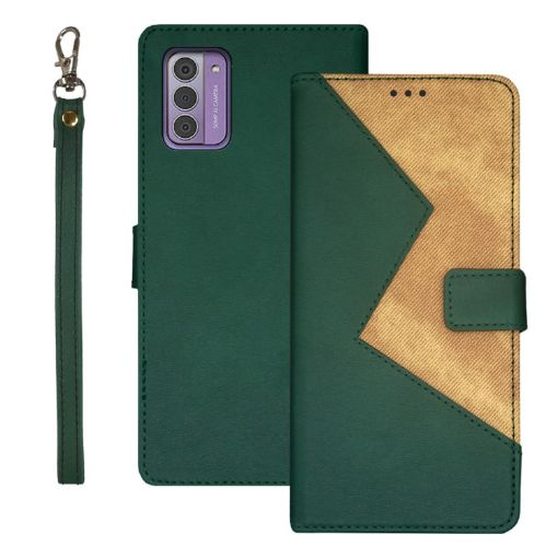 Nokia G42 5G Green Leather Phone Case - Two-color Splicing - 1