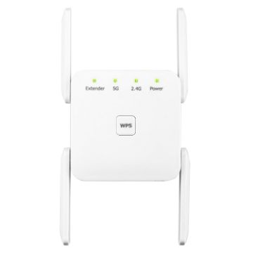 1200Mbps WiFi Extender Booster Repeater with Ethernet Port - White - 1
