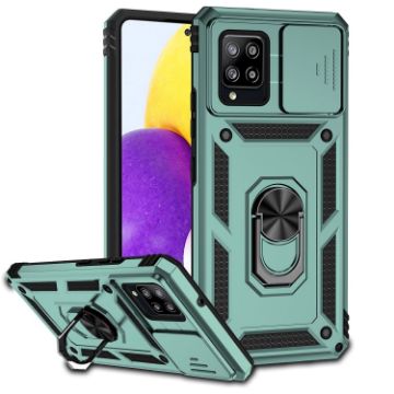 Samsung Galaxy A42 5G Sliding Camshield Holder Phone Case - Dark Green - 1