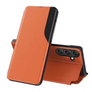 Samsung Galaxy A15 Attraction Flip Holder Leather Phone Case - Orange - 1