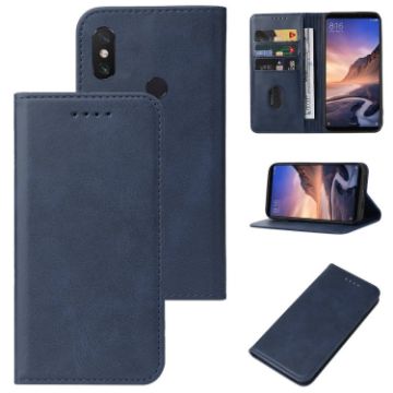 Blue Leather Phone Case for Xiaomi Mi Max 3 Pro - Magnetic Closure - 1