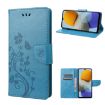 Samsung Galaxy M23 5G Butterfly Flower Pattern Flip Leather Phone Case Blue - 1