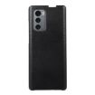 LG Wing 5G Genuine Leather Double Color Crazy Horse Phone Case - Black - 1
