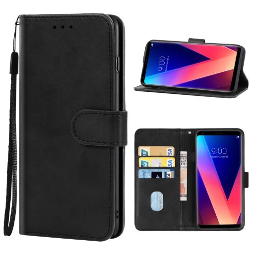 Black Leather Phone Case for LG V30+ - Stylish Protection - 1