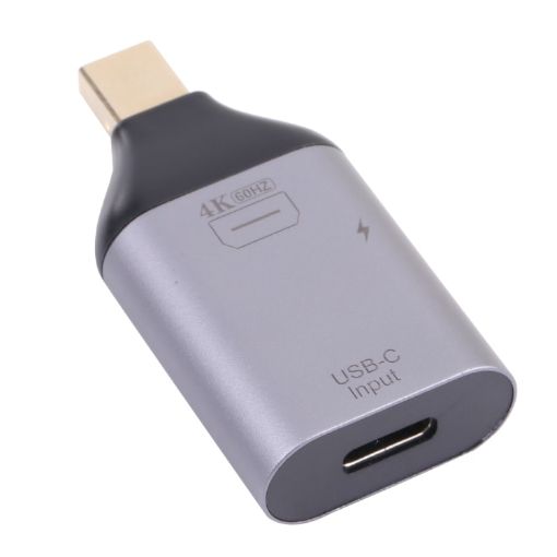 4K 60Hz Mini DP Male to USB-C Adapter + USB-C Charging - 1