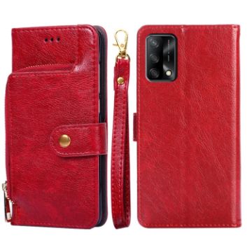 OPPO F19 / A74 Zipper Bag Leather Case - Red - 1