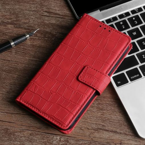 Red Crocodile Texture PU Leather Case for Vodafone Smart V10 - 1