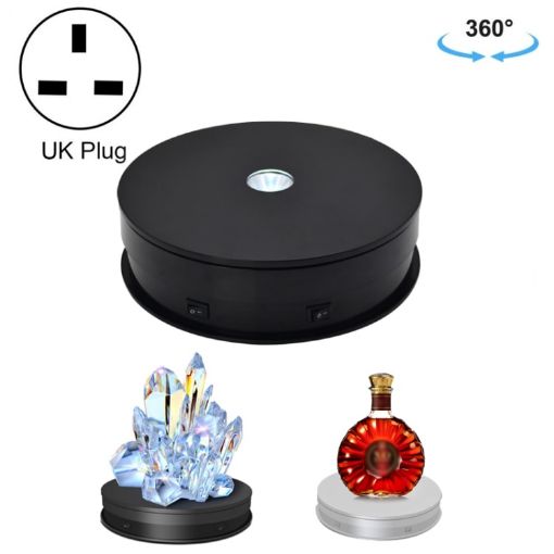 20cm Electric Rotating Turntable Display Stand LED Light UK Plug - 1