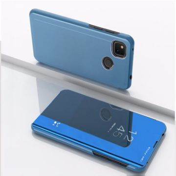 Google Pixel 4a Blue Leather Case with Holder - Mirror Flip Design - 1