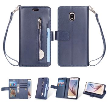 Samsung Galaxy J3/J7 Zipper Leather Case with Holder & Wallet - 1