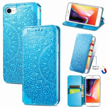 Blue Mandala Leather Case for iPhone SE 2022/SE 2020/8/7 - 1