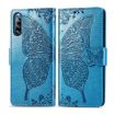 Sony Xperia L4 Butterfly Love Flower Leather Case - Blue - 1