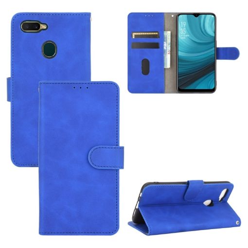 OPPO A7 PU Leather Case with Holder & Card Slots (Blue) - 1