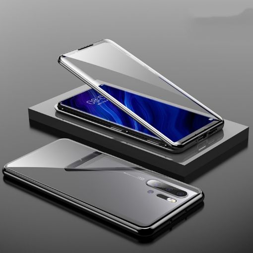 Huawei P30 Pro Magnetic Metal Frame Double-sided Tempered Glass Case - Black - 1