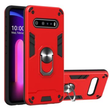 LG V60 ThinQ 5G Armour Series Protective Case with Ring Holder - Red - 1