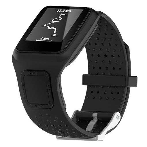 Black Silicone Sport Watch Band for TomTom 1 Series Runner/Cardio - 1