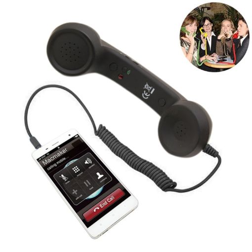 Retro Telephone Anti-radiation Cell Phone Handset Receiver - Black - 1