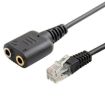 Dual 3.5mm Female to RJ9 Headset Adapter Cable - 30cm (Black) - 1